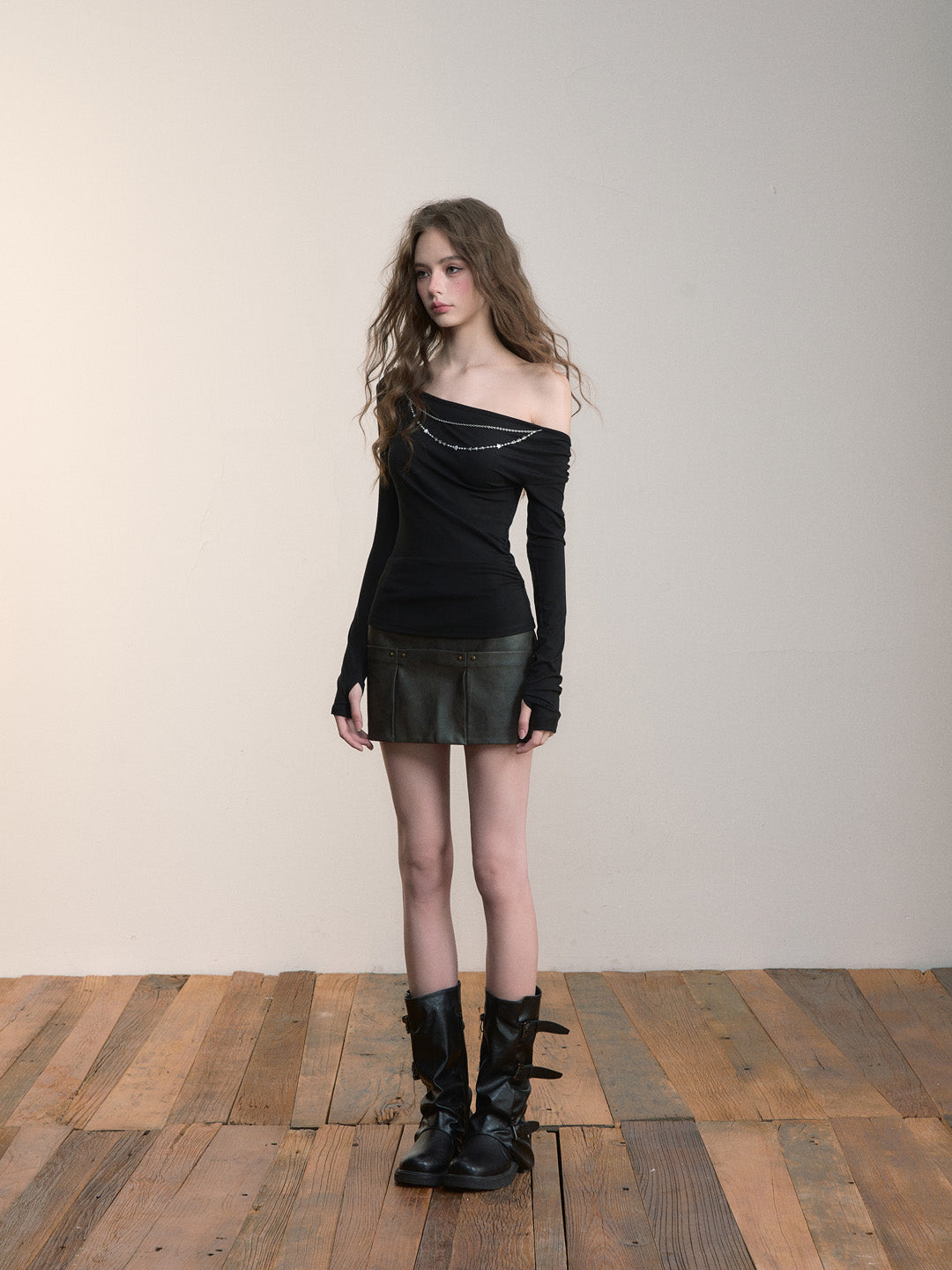 VIA PITTI VIABTP472 One shoulder chain design top