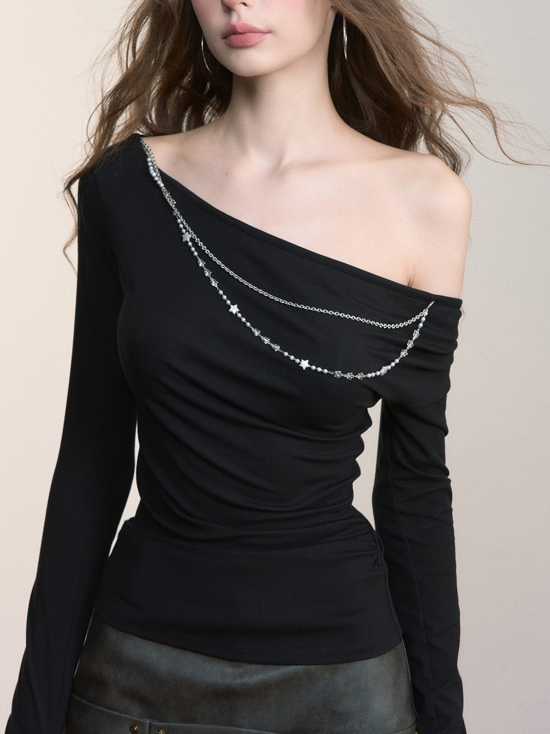 VIA PITTI VIABTP472 One shoulder chain design top