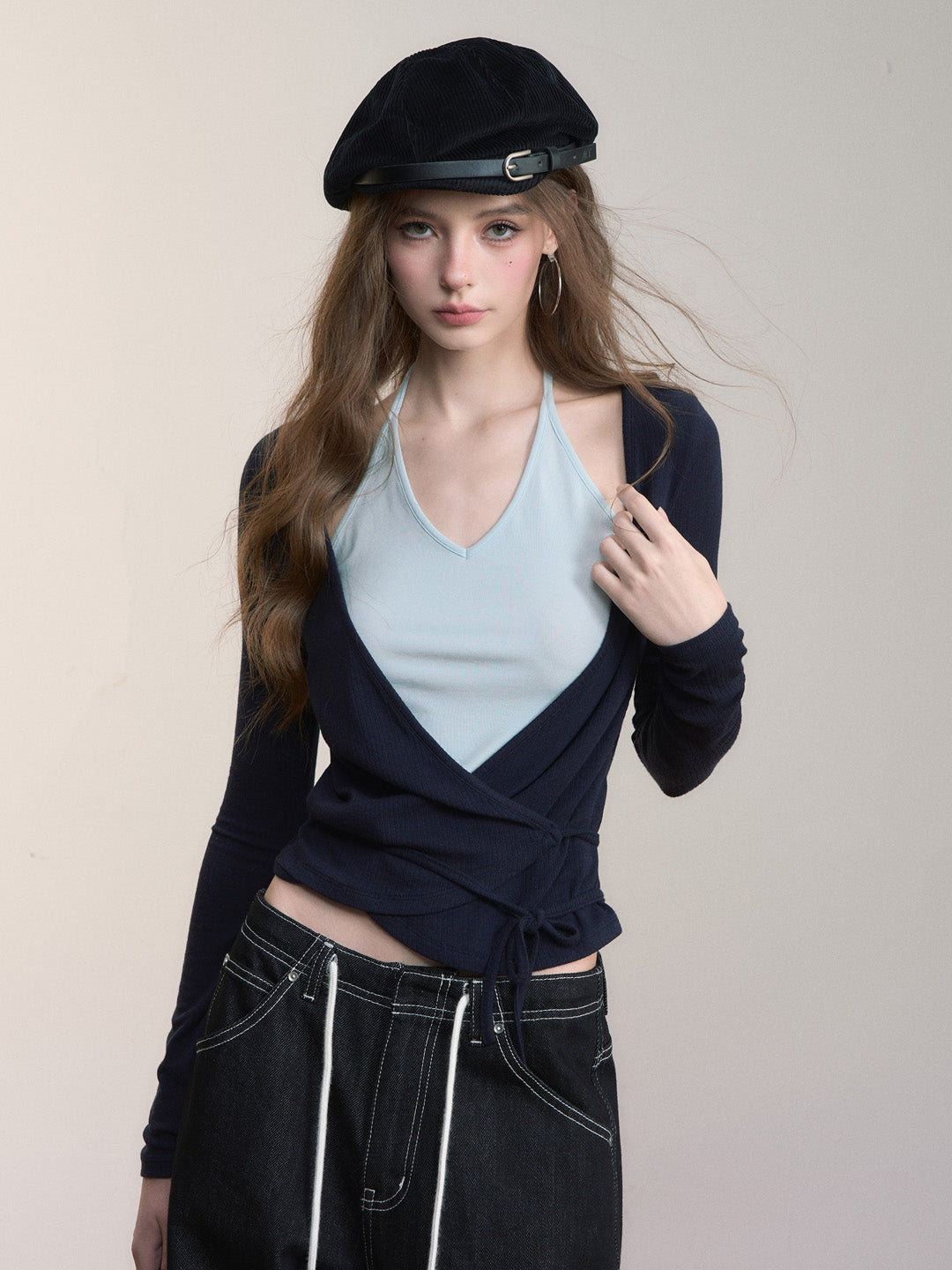 VIA PITTI VIABTP474 Fake two piece contrasting colored top