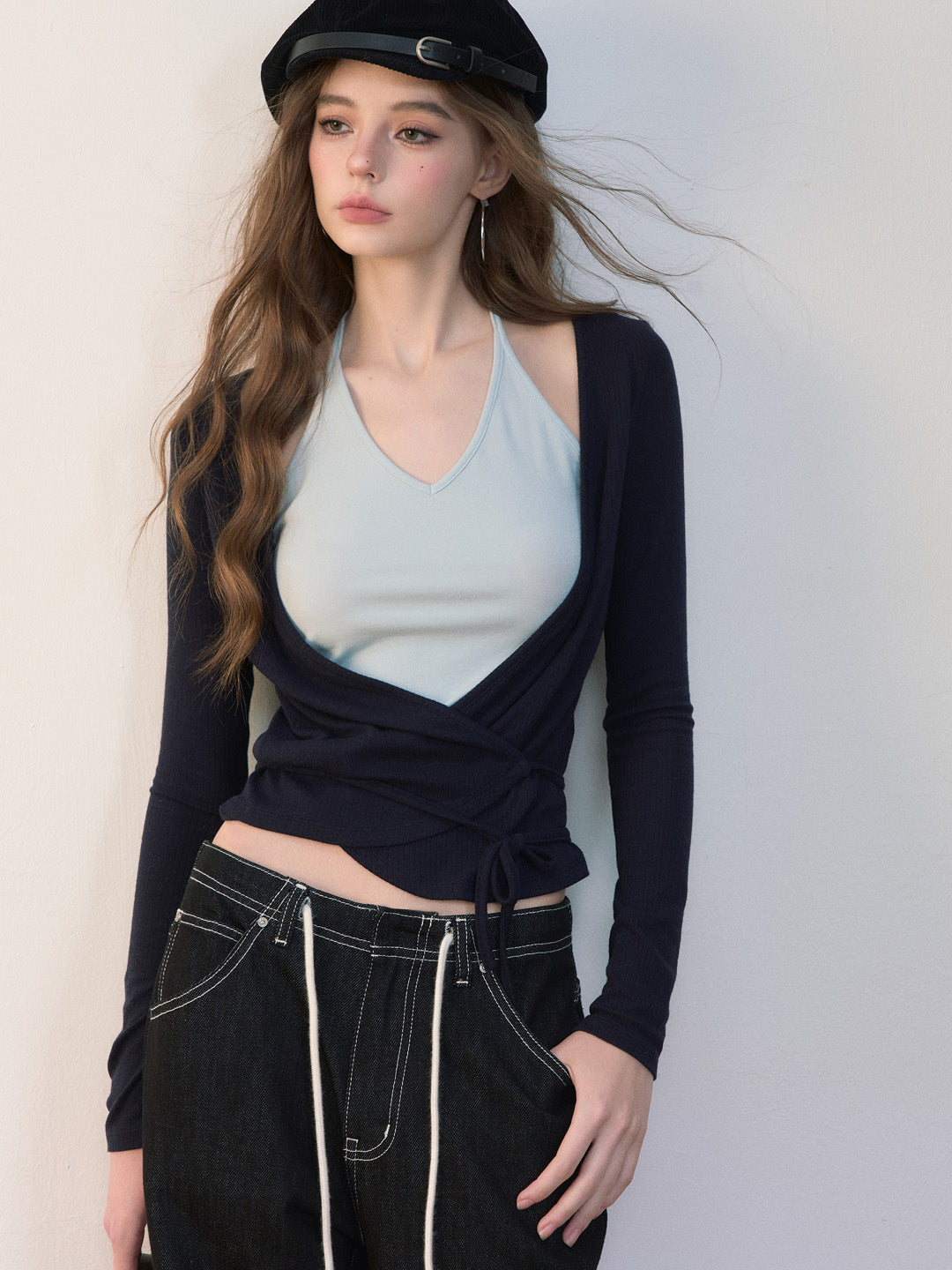 VIA PITTI VIABTP474 Fake two piece contrasting colored top