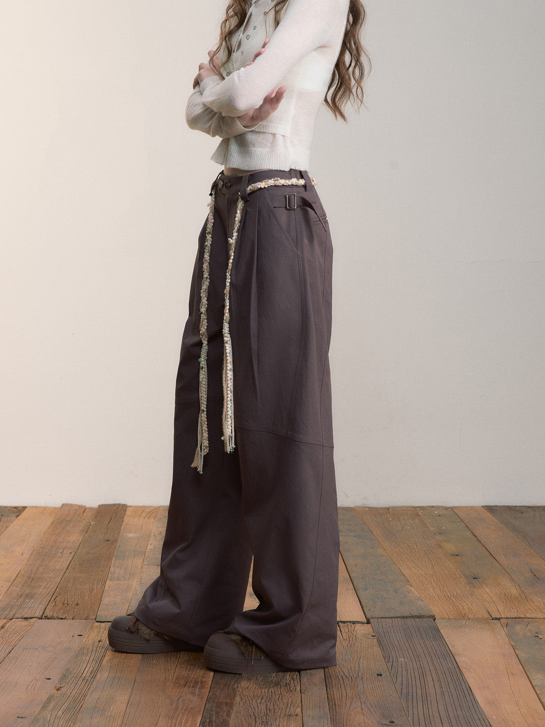 VIA PITTI VIABP440 Folded double button wide leg pants