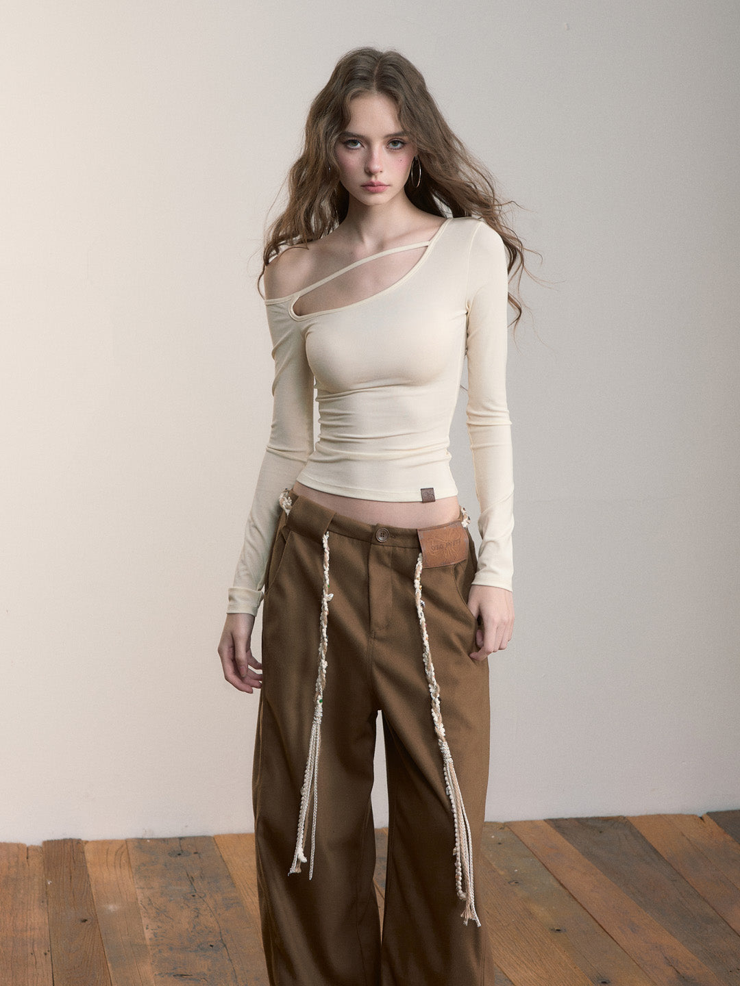 VIA PITTI VIACTP499 Off shoulder base long sleeved top