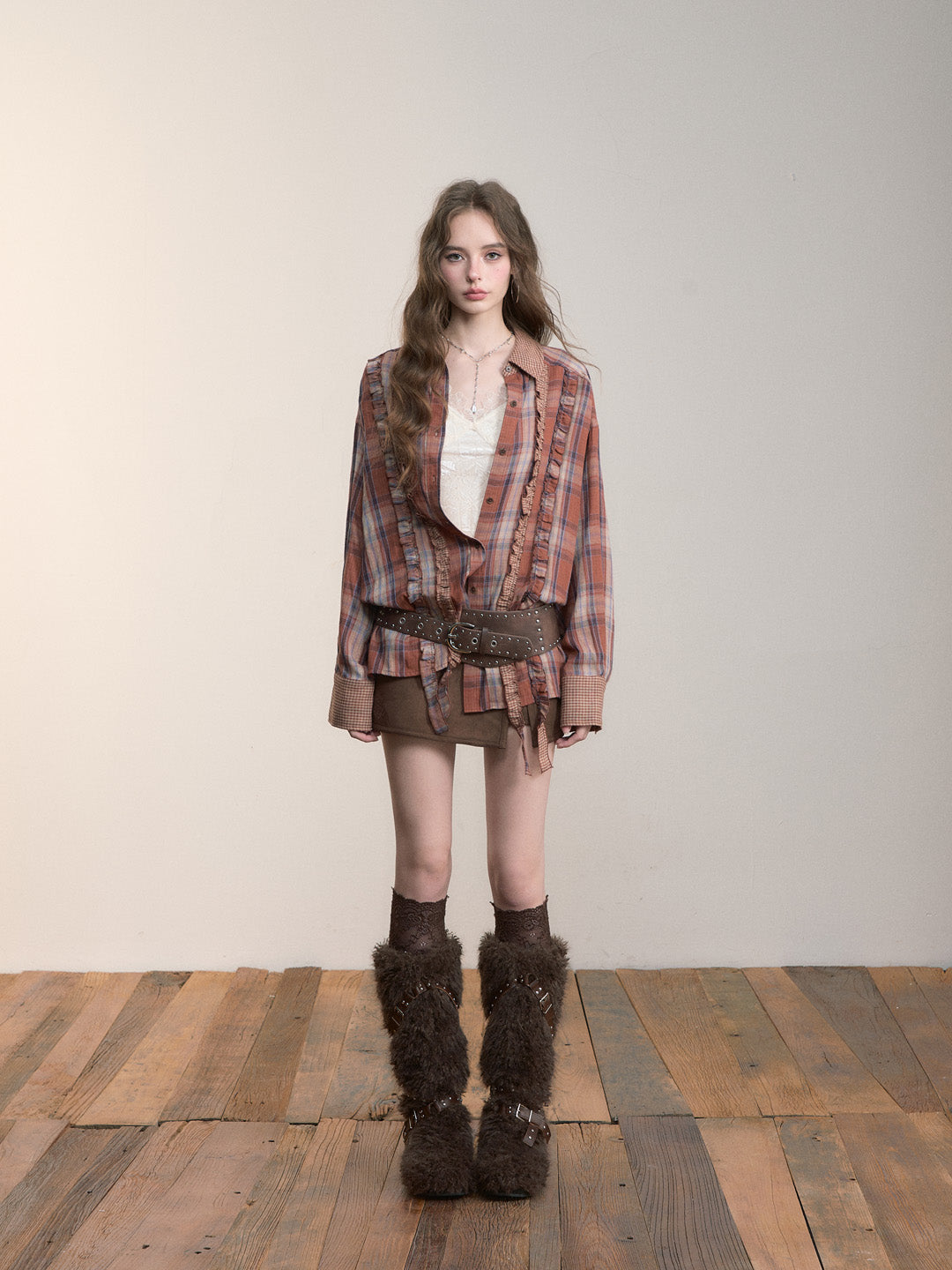 VIA PITTI VIACC530 Plaid retro loose shirt