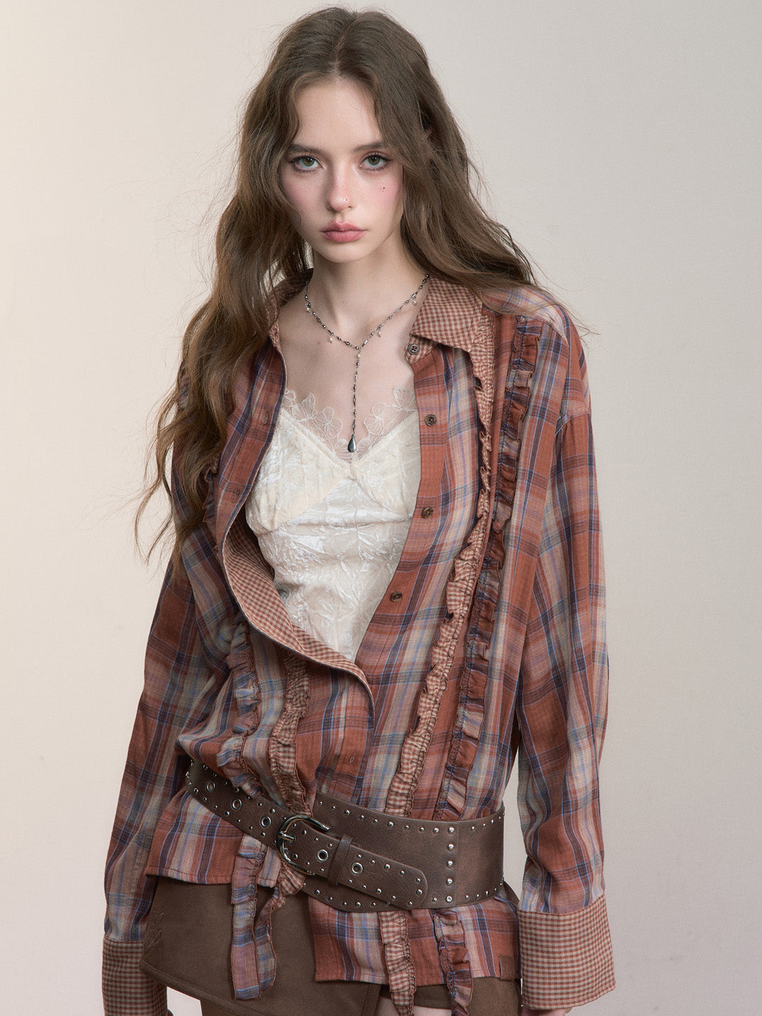 VIA PITTI VIACC530 Plaid retro loose shirt