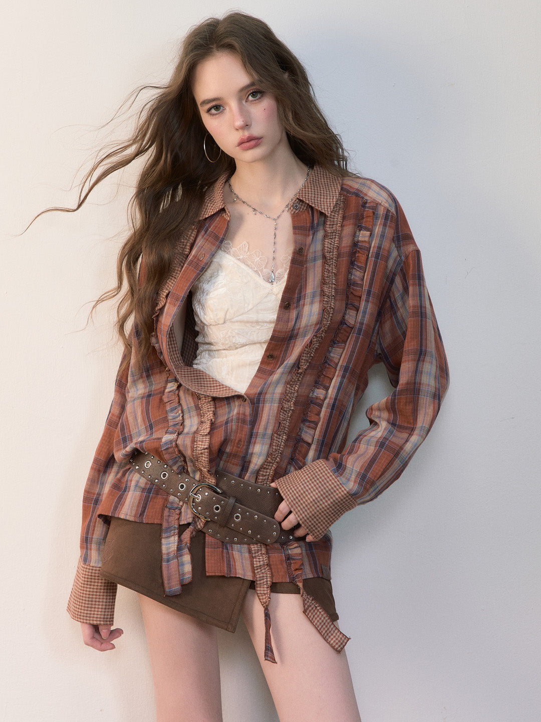 VIA PITTI VIACC530 Plaid retro loose shirt
