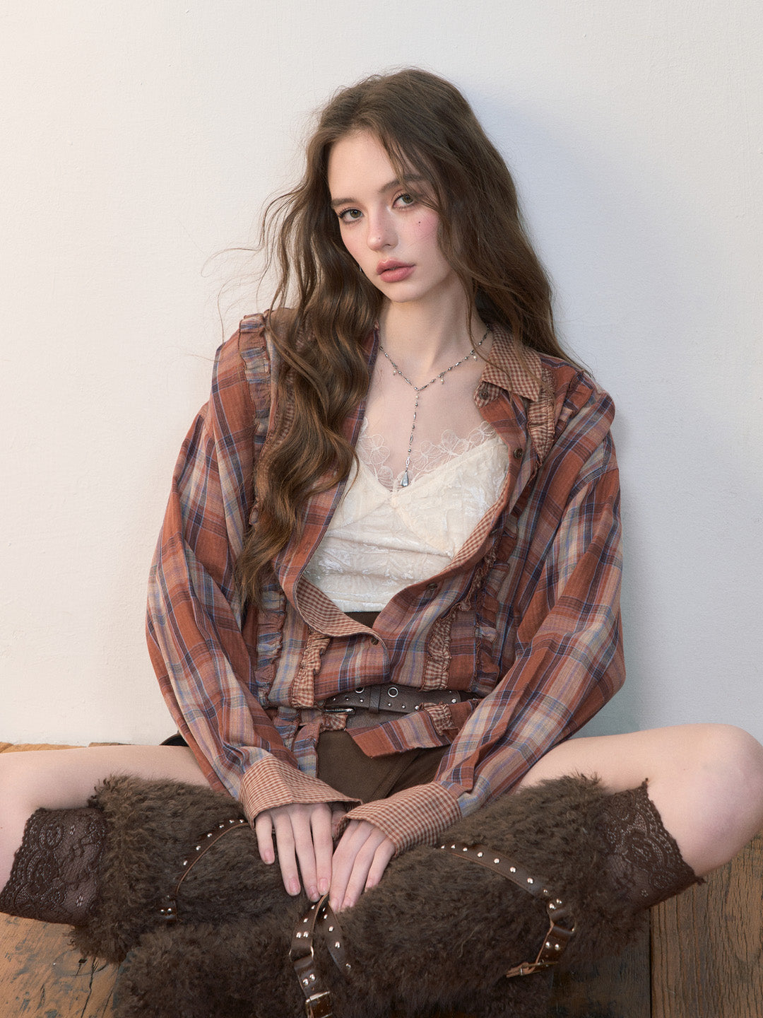 VIA PITTI VIACC530 Plaid retro loose shirt