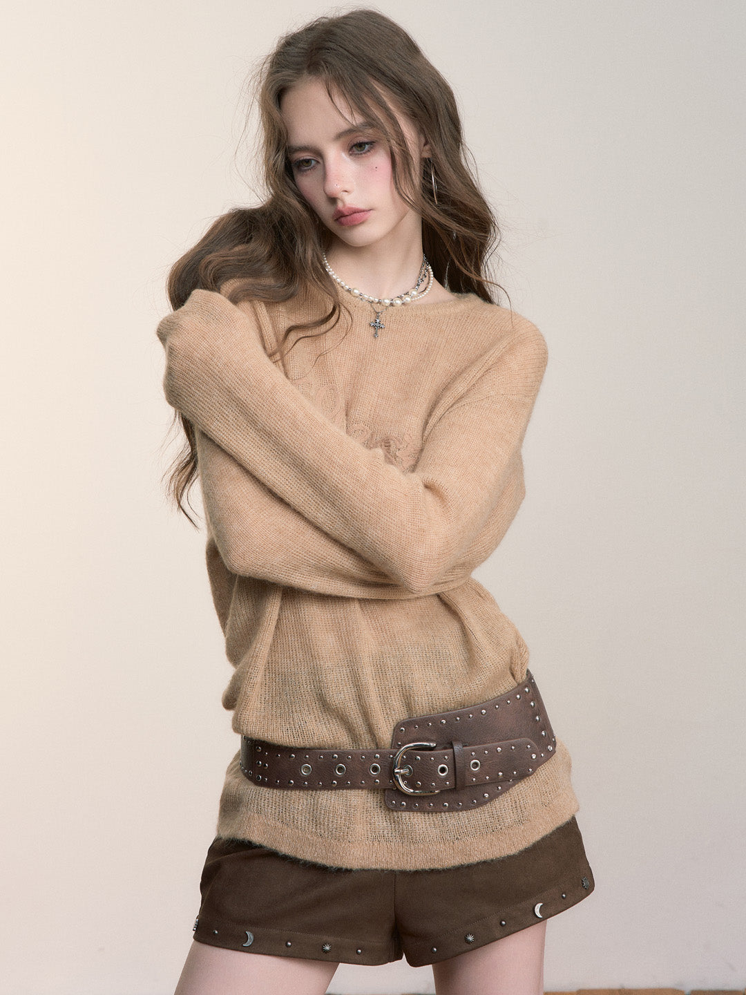 VIA PITTI VIACK539 Loose embroidery design knitted sweater