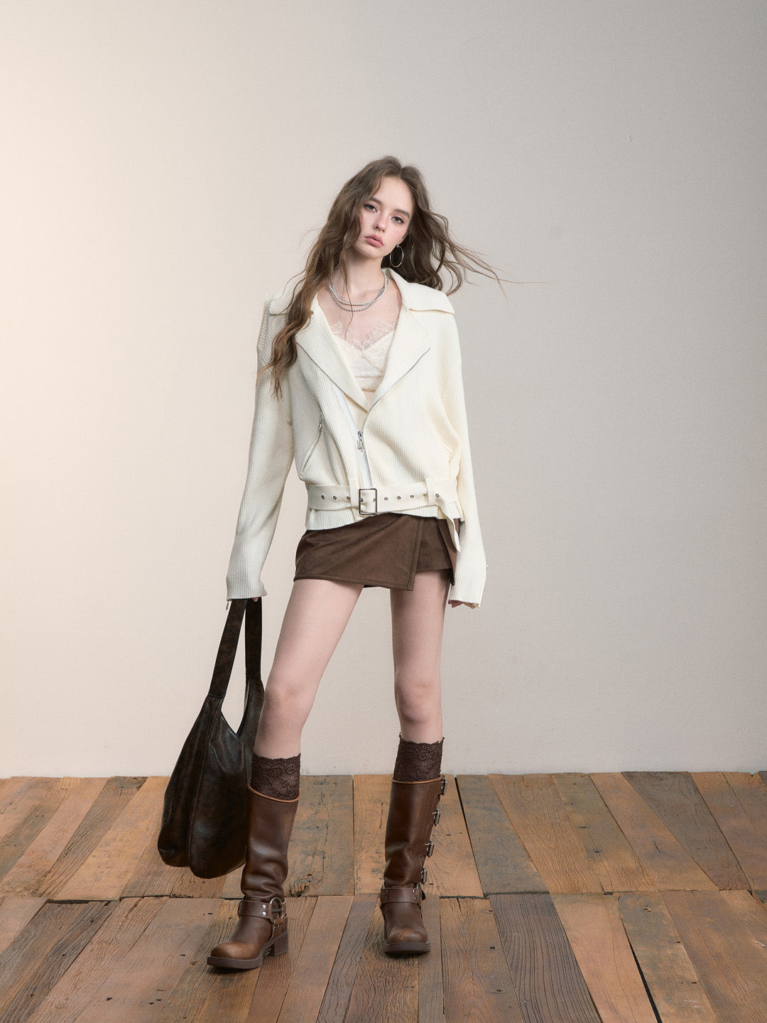 VIA PITTI VIADK567 Metal zipper knitted jacket