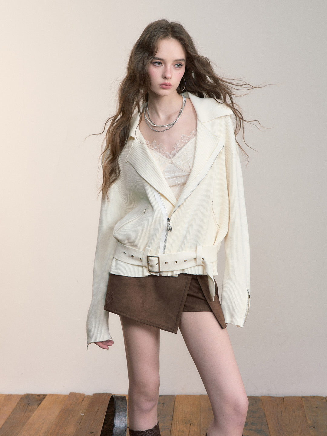 VIA PITTI VIADK567 Metal zipper knitted jacket