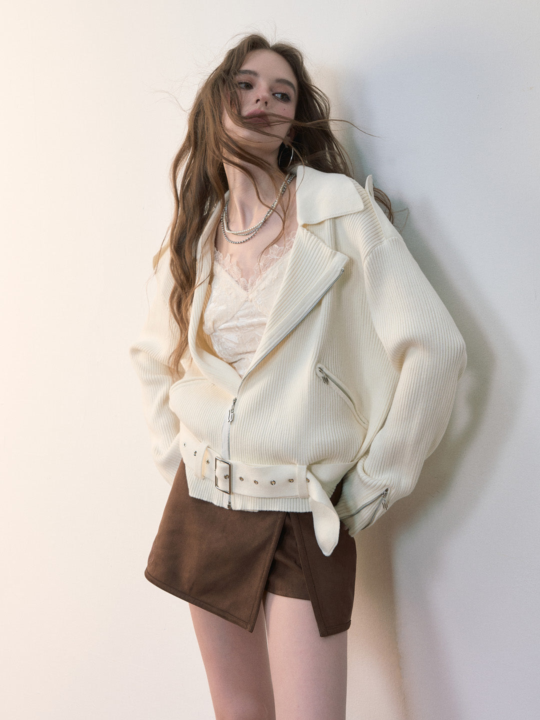 VIA PITTI VIADK567 Metal zipper knitted jacket