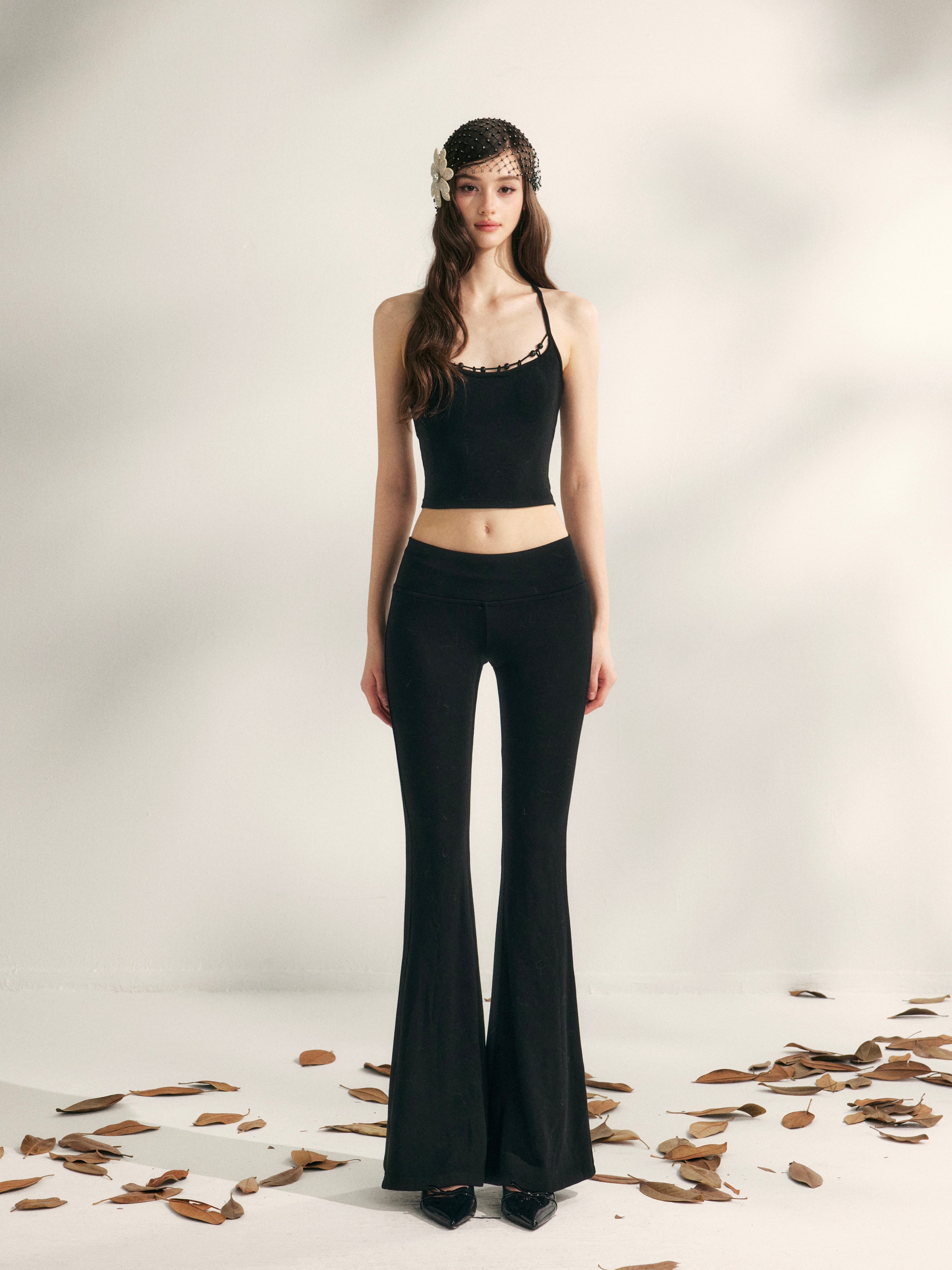 YZZI HE Beaded knit camisole + yoga pants set
