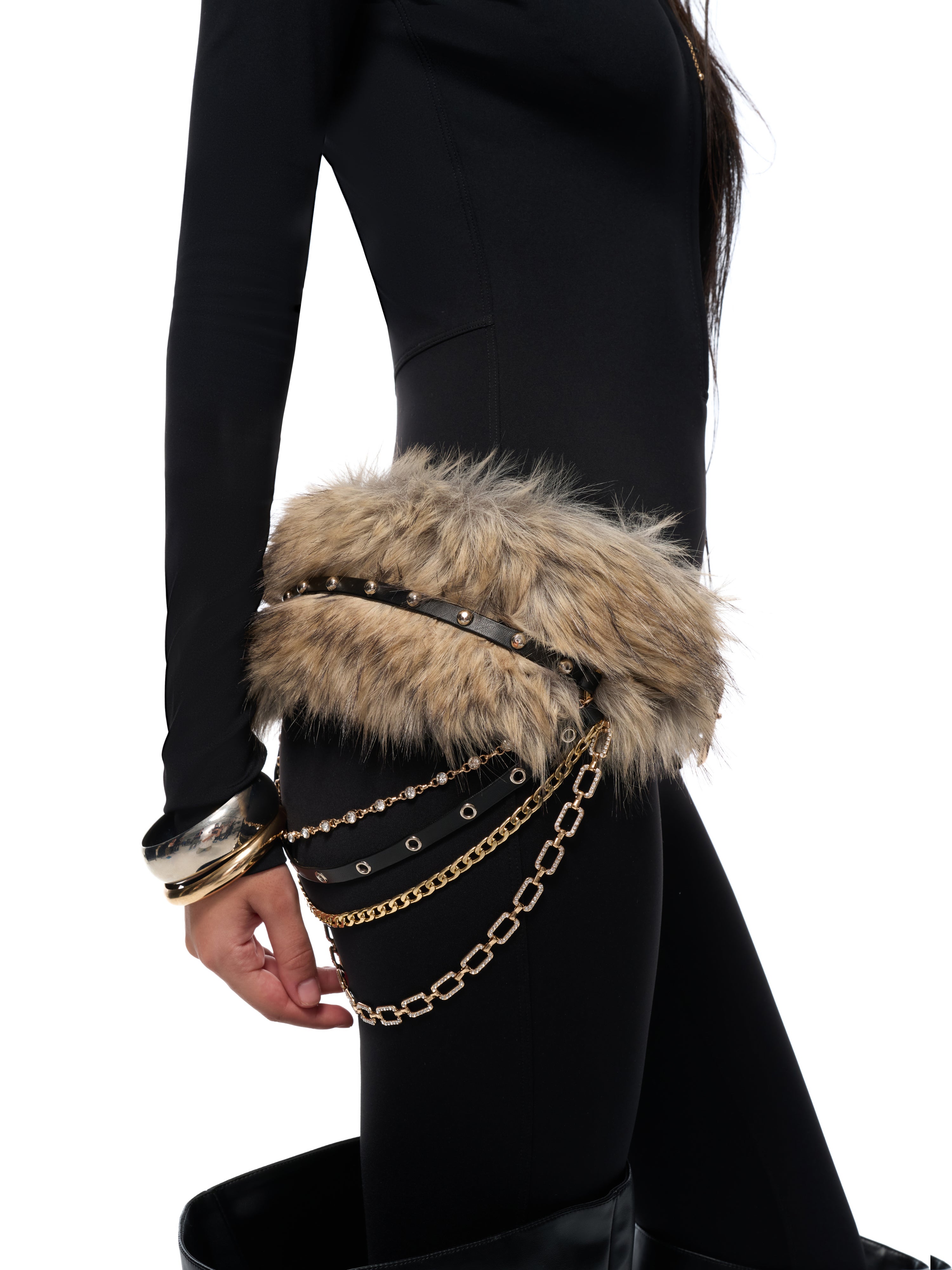 JYOSEI Black furry waistband