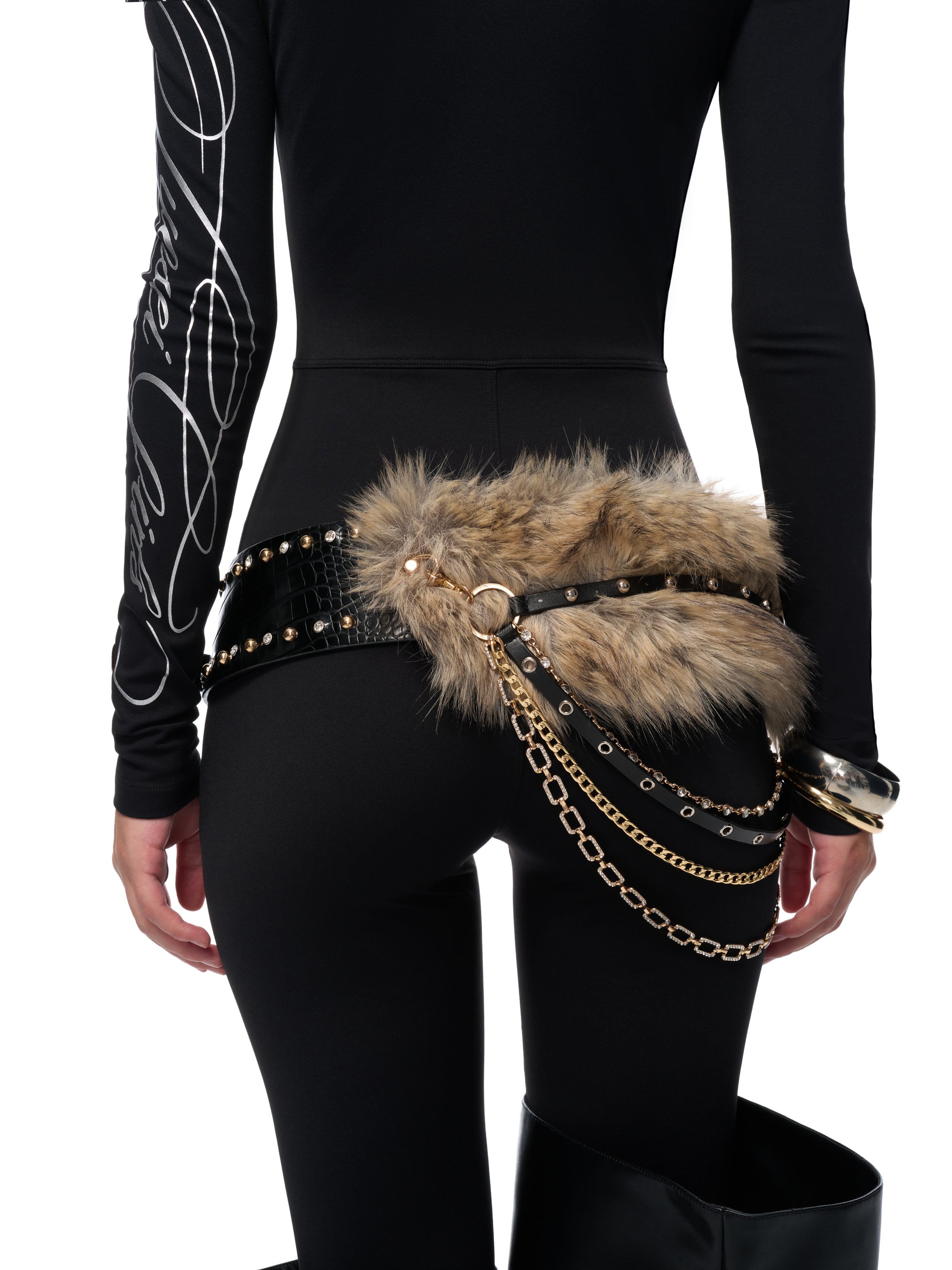 JYOSEI Black furry waistband