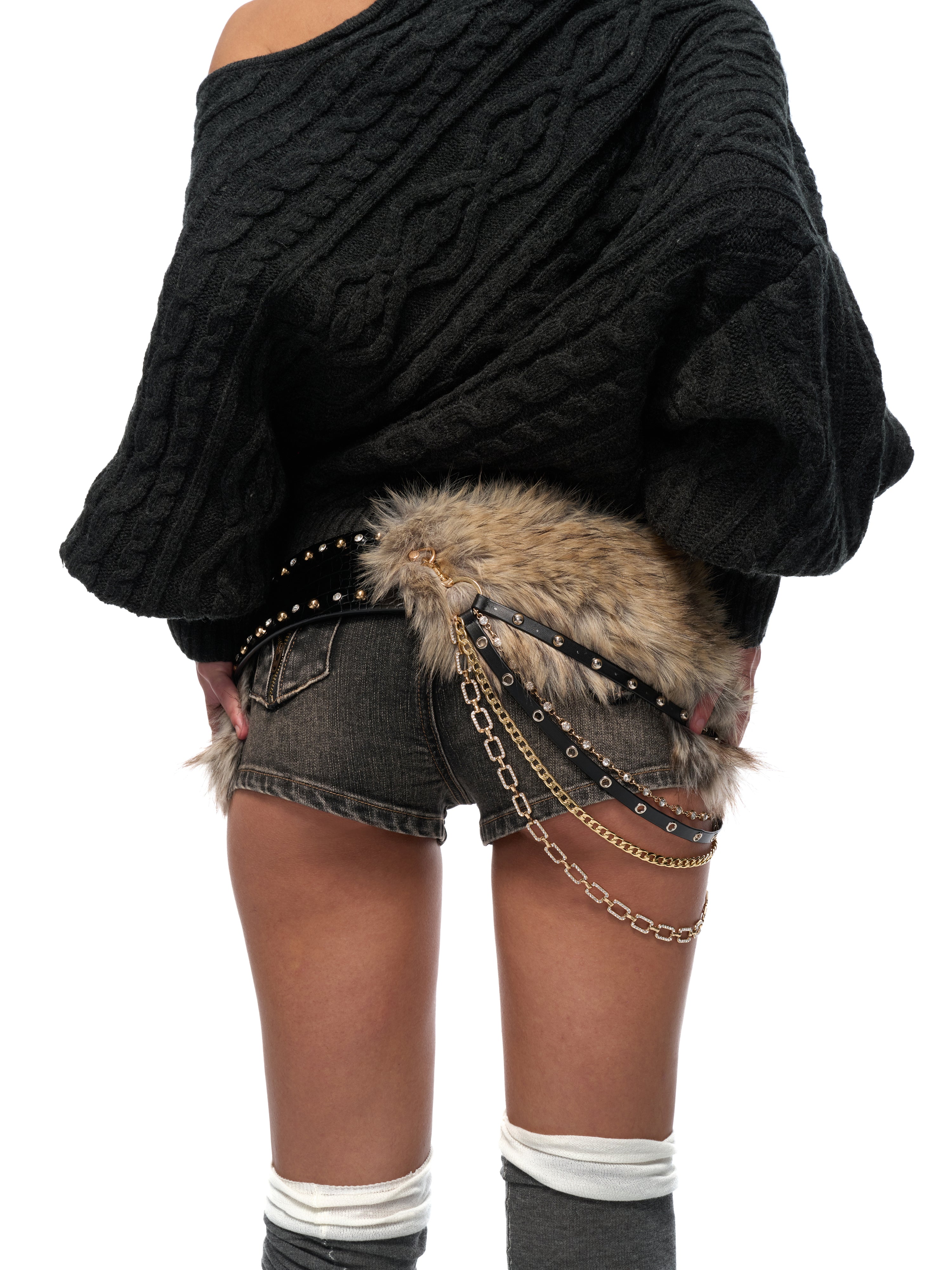 JYOSEI Black furry waistband