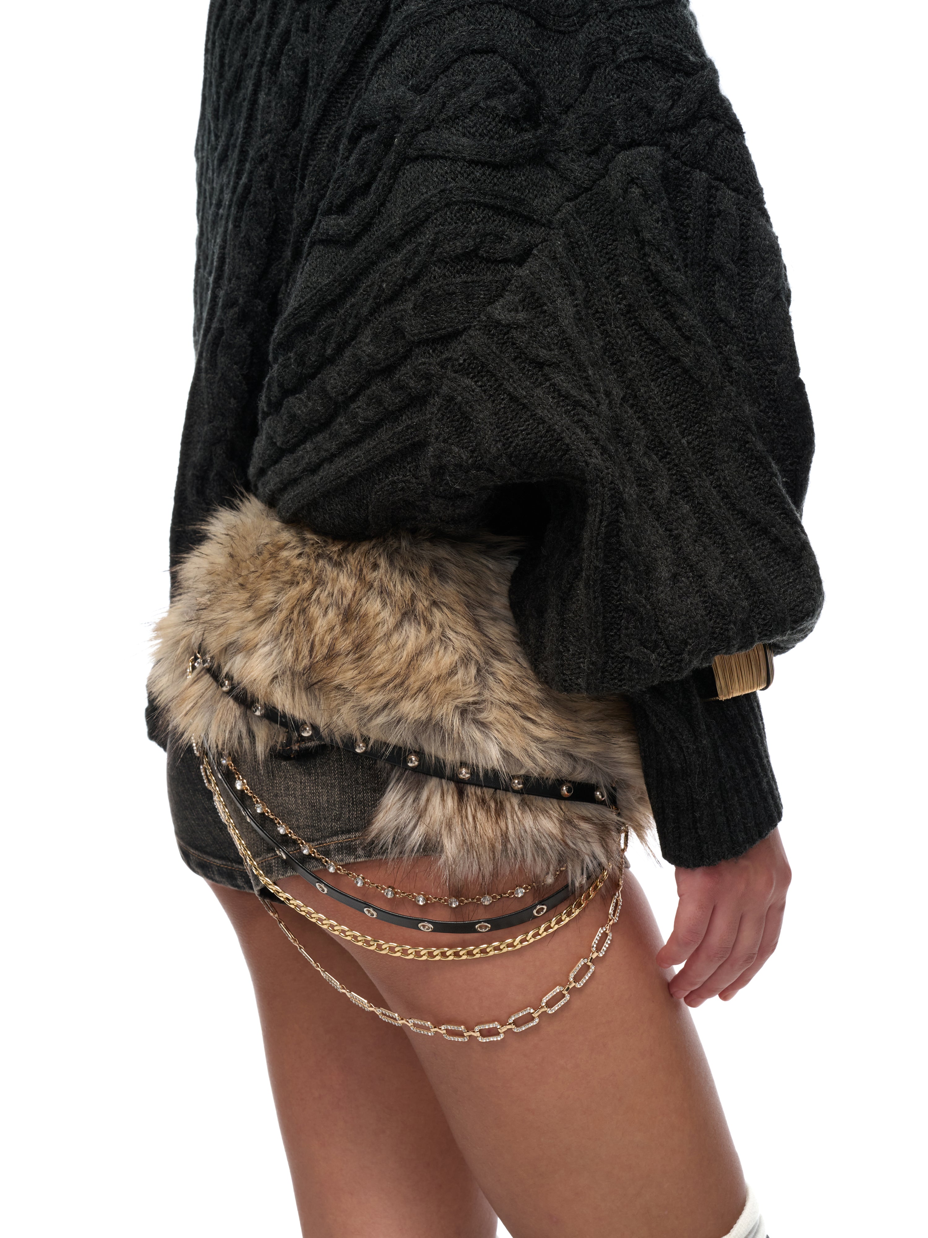 JYOSEI Black furry waistband