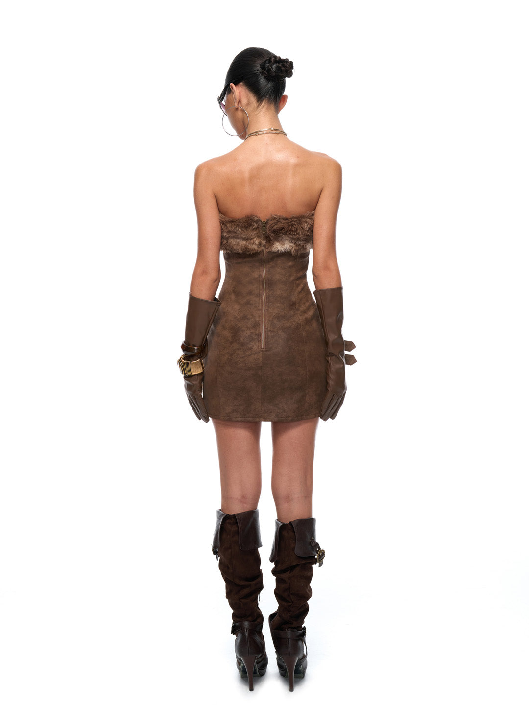 JYOSEI Brown leather dress