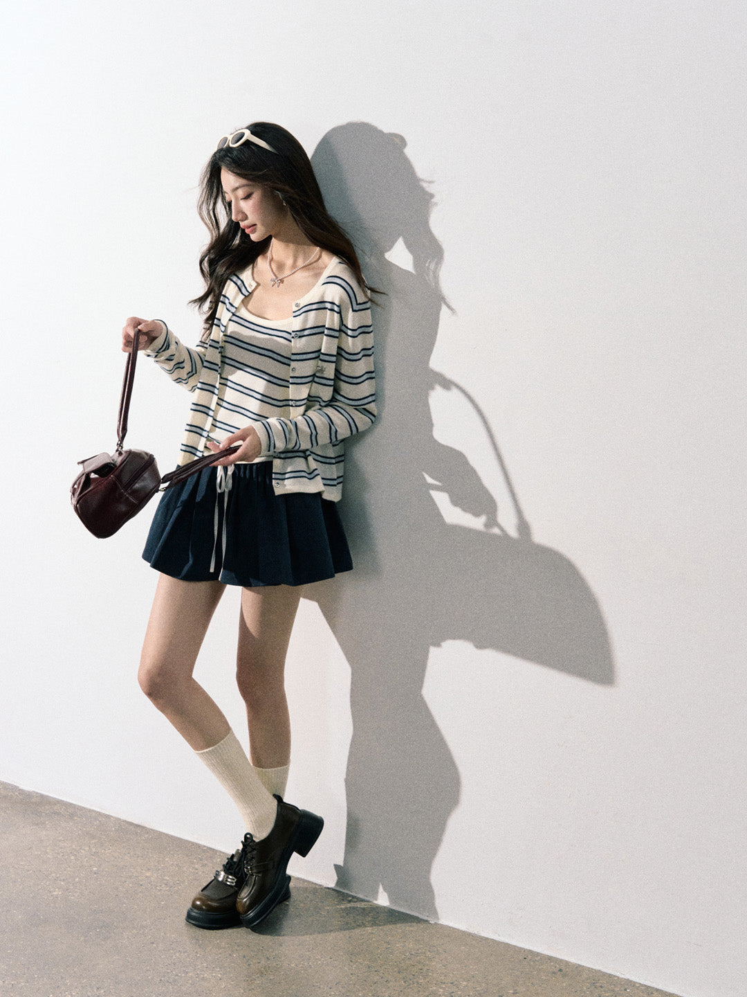 Lafreedom LAF350904 Contrast striped cardigan + camisole set