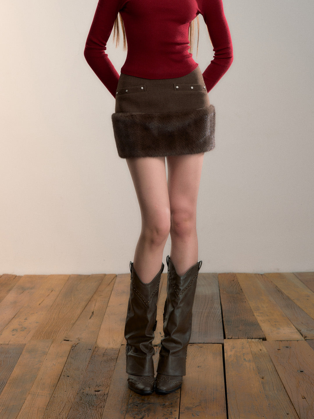 VIA PITTI VIADS701 Plush patchwork skirt