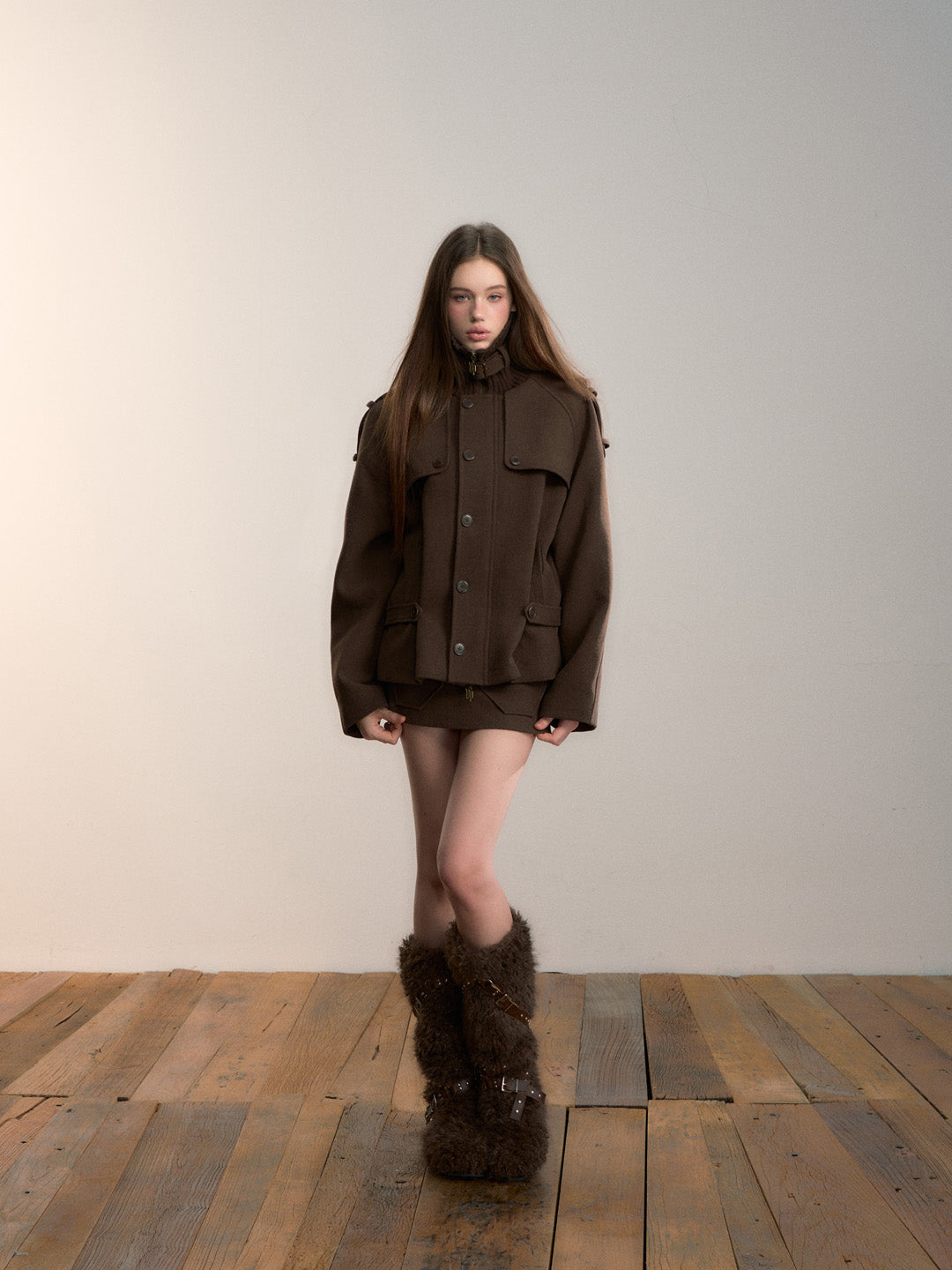 VIA PITTI VIADC663 High collar spliced waist design with cotton jacket