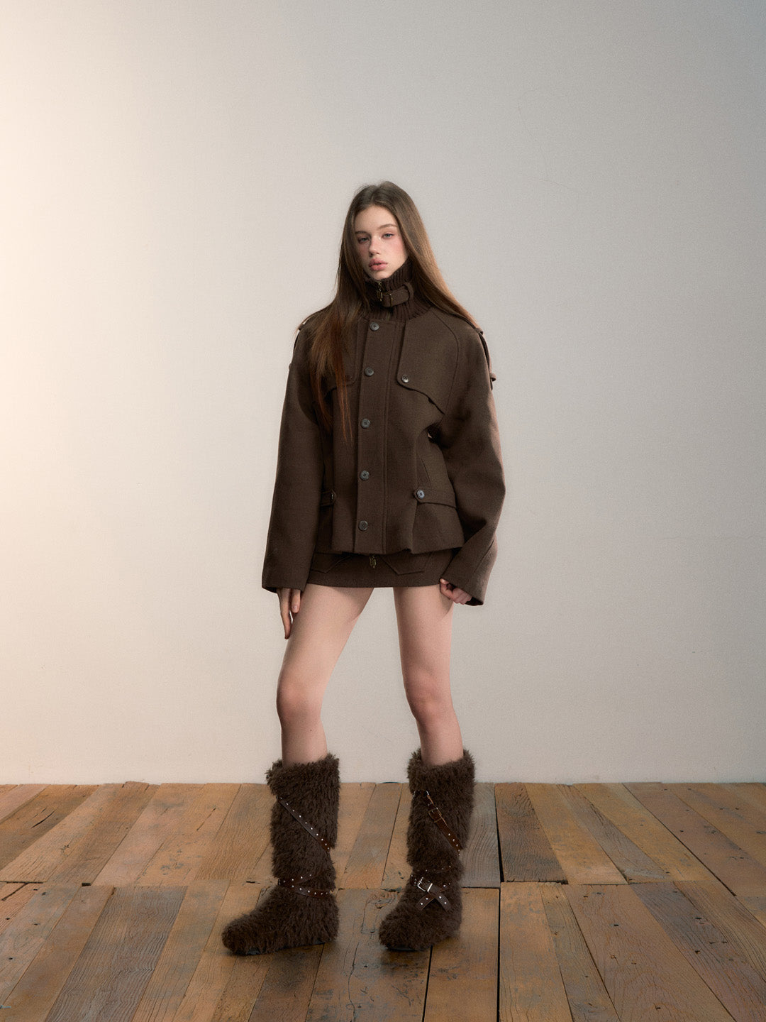 VIA PITTI VIADC663 High collar spliced waist design with cotton jacket