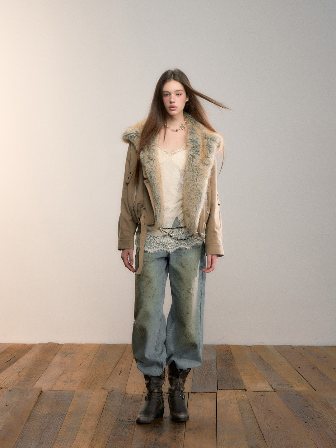 VIA PITTI VIADC617 Gradient fuzzy cotton jacket