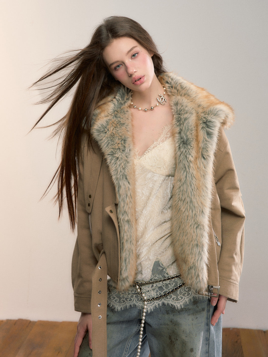 VIA PITTI VIADC617 Gradient fuzzy cotton jacket