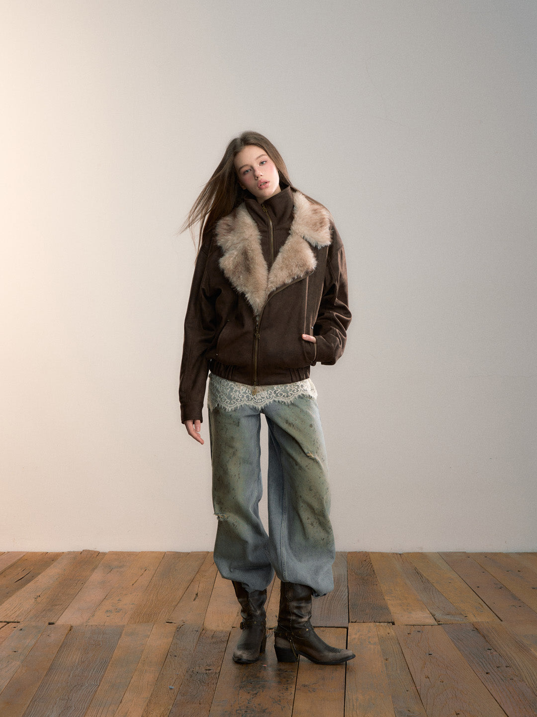 VIA PITTI VIADC686 Wool collar thick cotton jacket