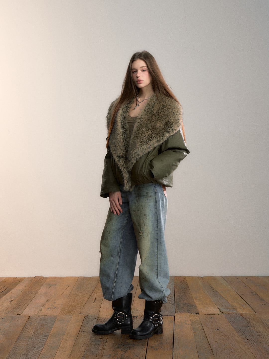 VIA PITTI VIADC710 Big fur collar warm 90 down jacket