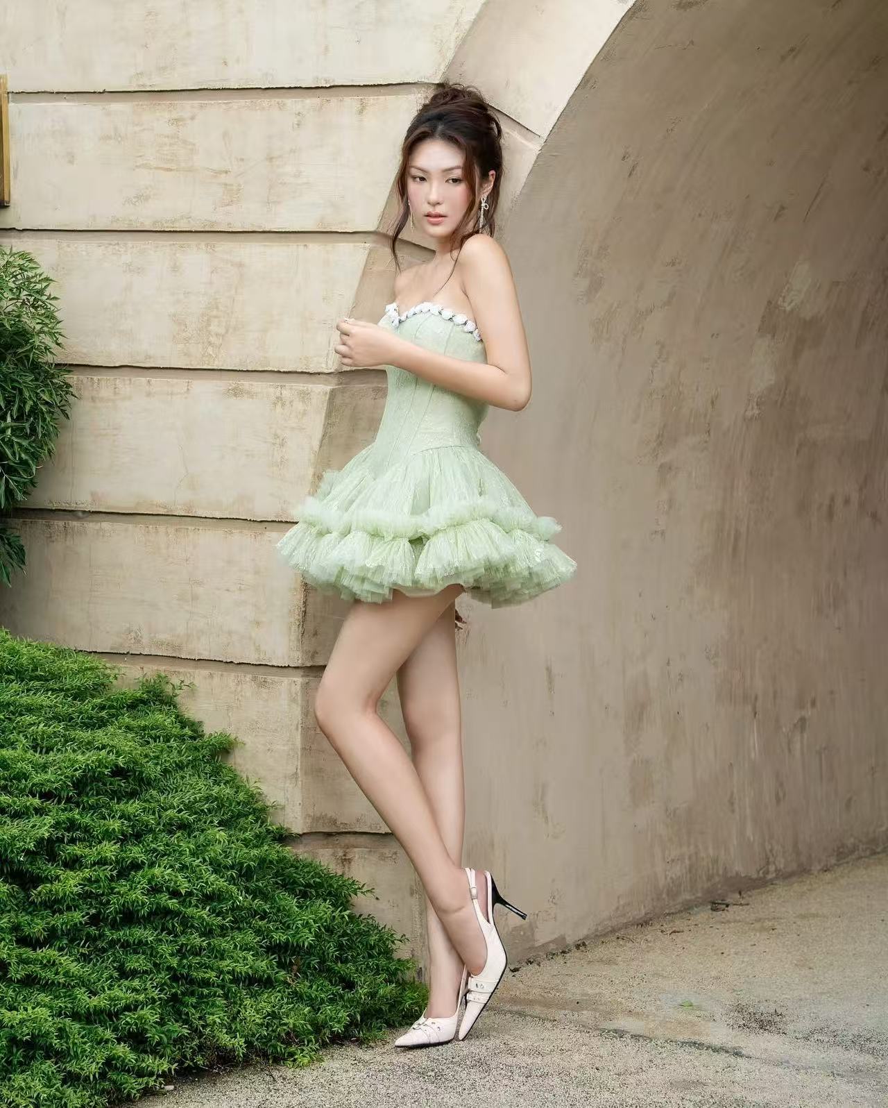 LANE Cì Bloom Dress-Green