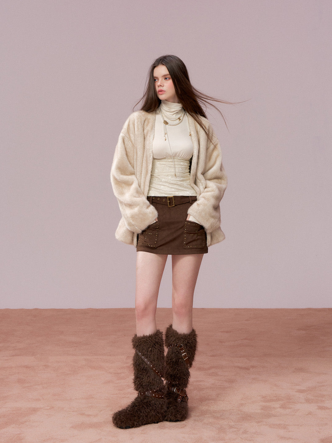 VIA PITTI VIADC660 Gradient eco-friendly fur coat