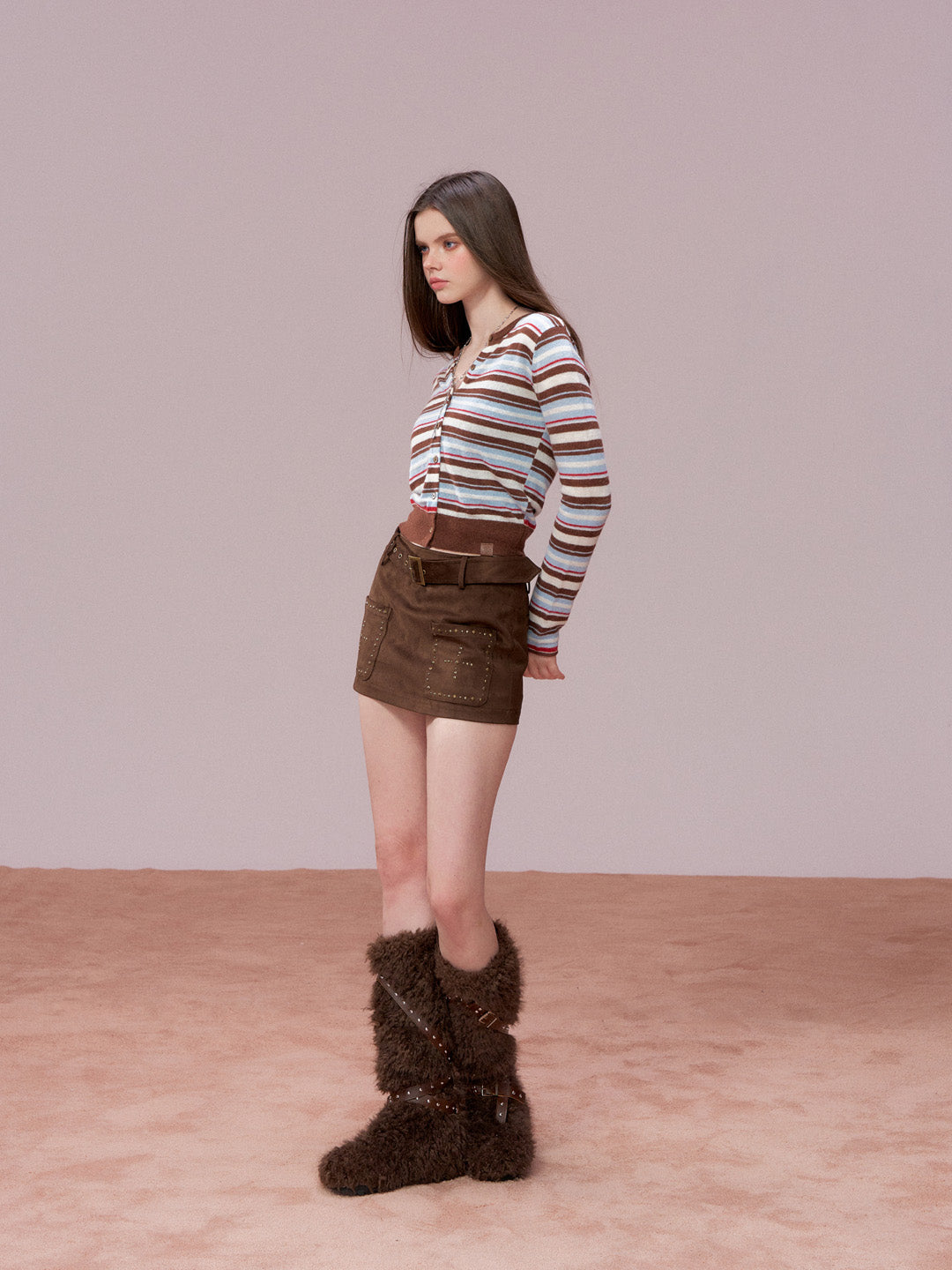 VIA PITTI VIADK756 Contrasting striped woolen cardigan