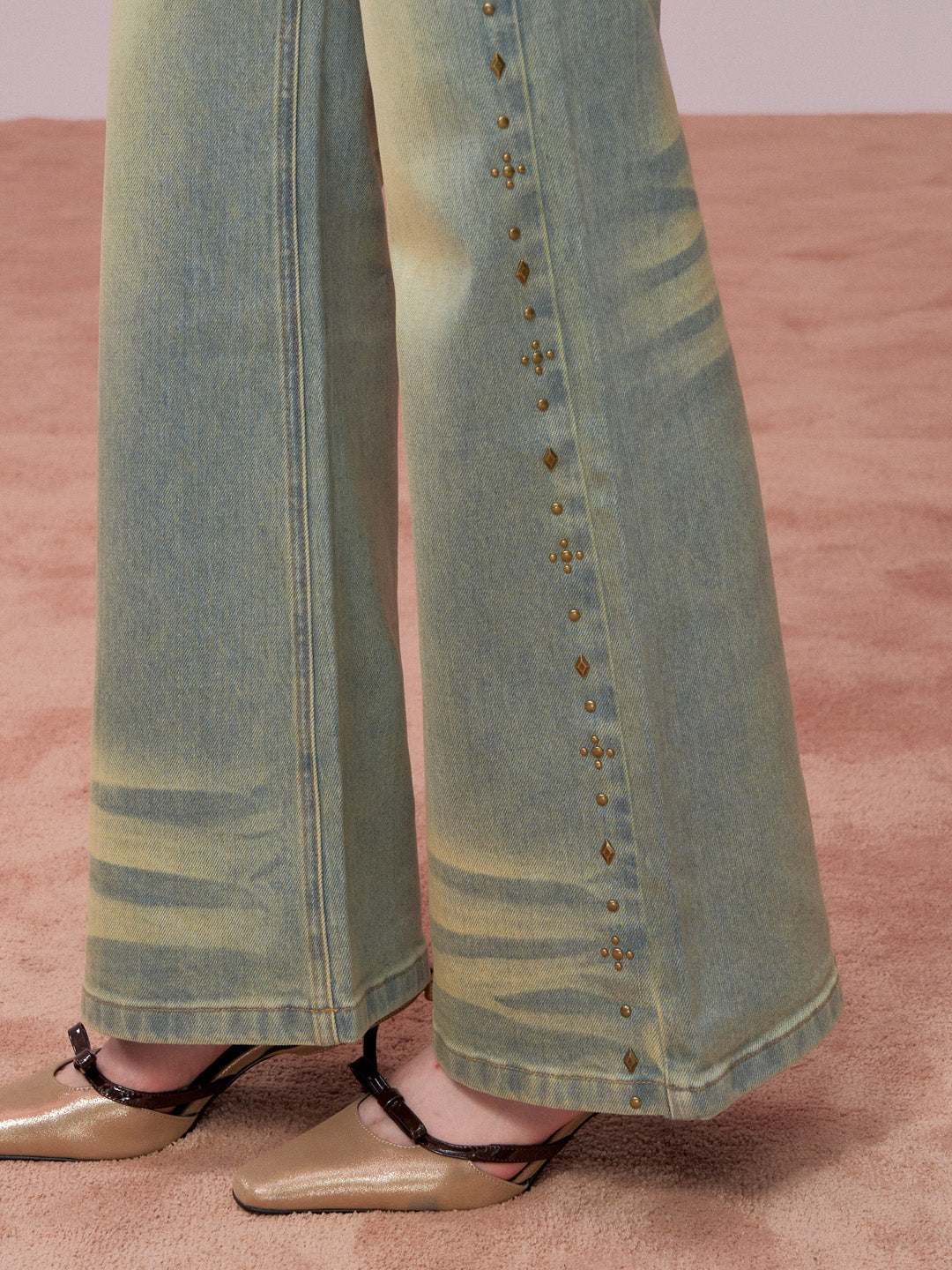 VIA PITTI VIADP763 Rivet decoration washed denim pants