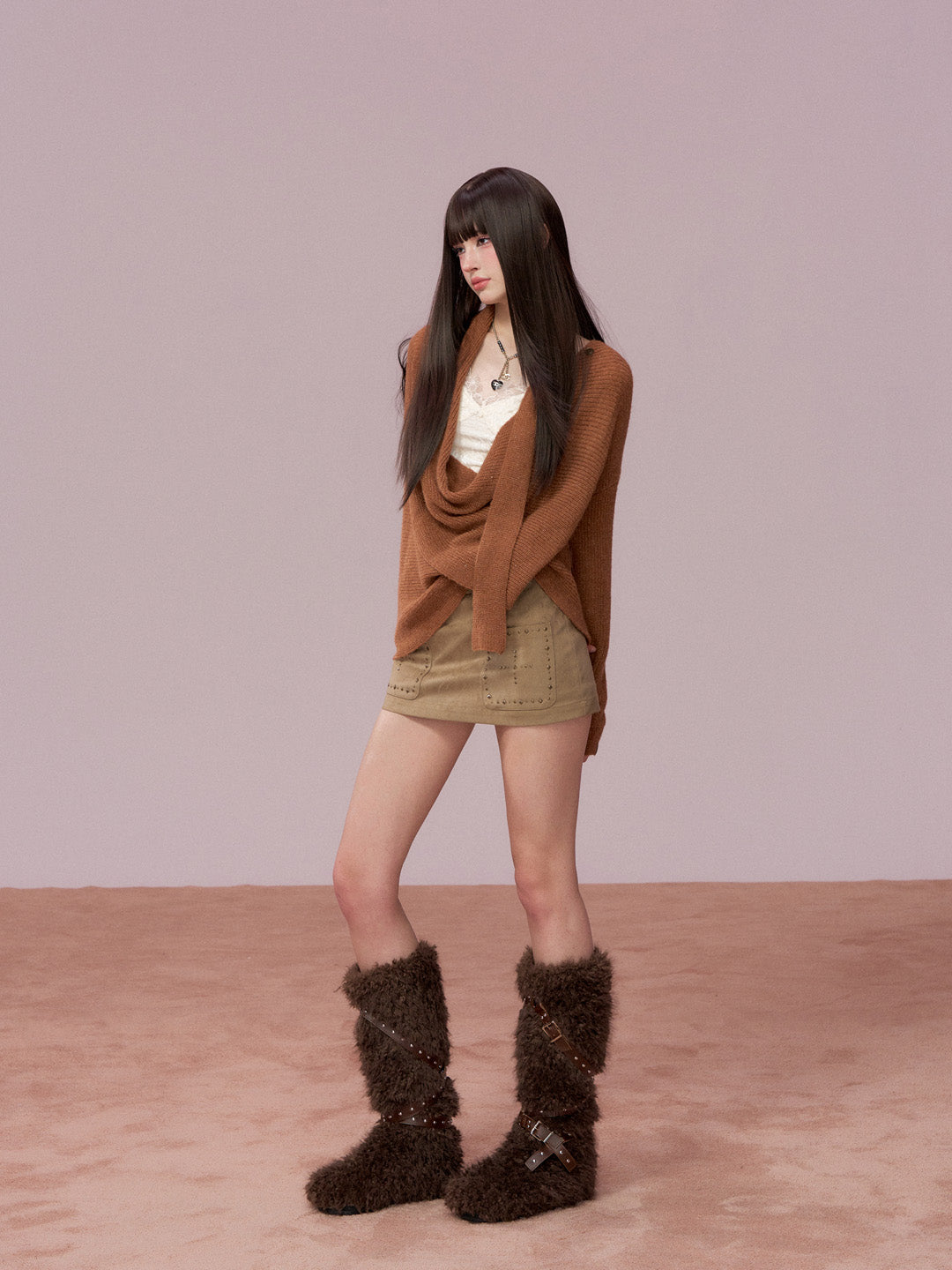 VIA PITTI VIADK757 Woolen ribbon swinging collar sweater