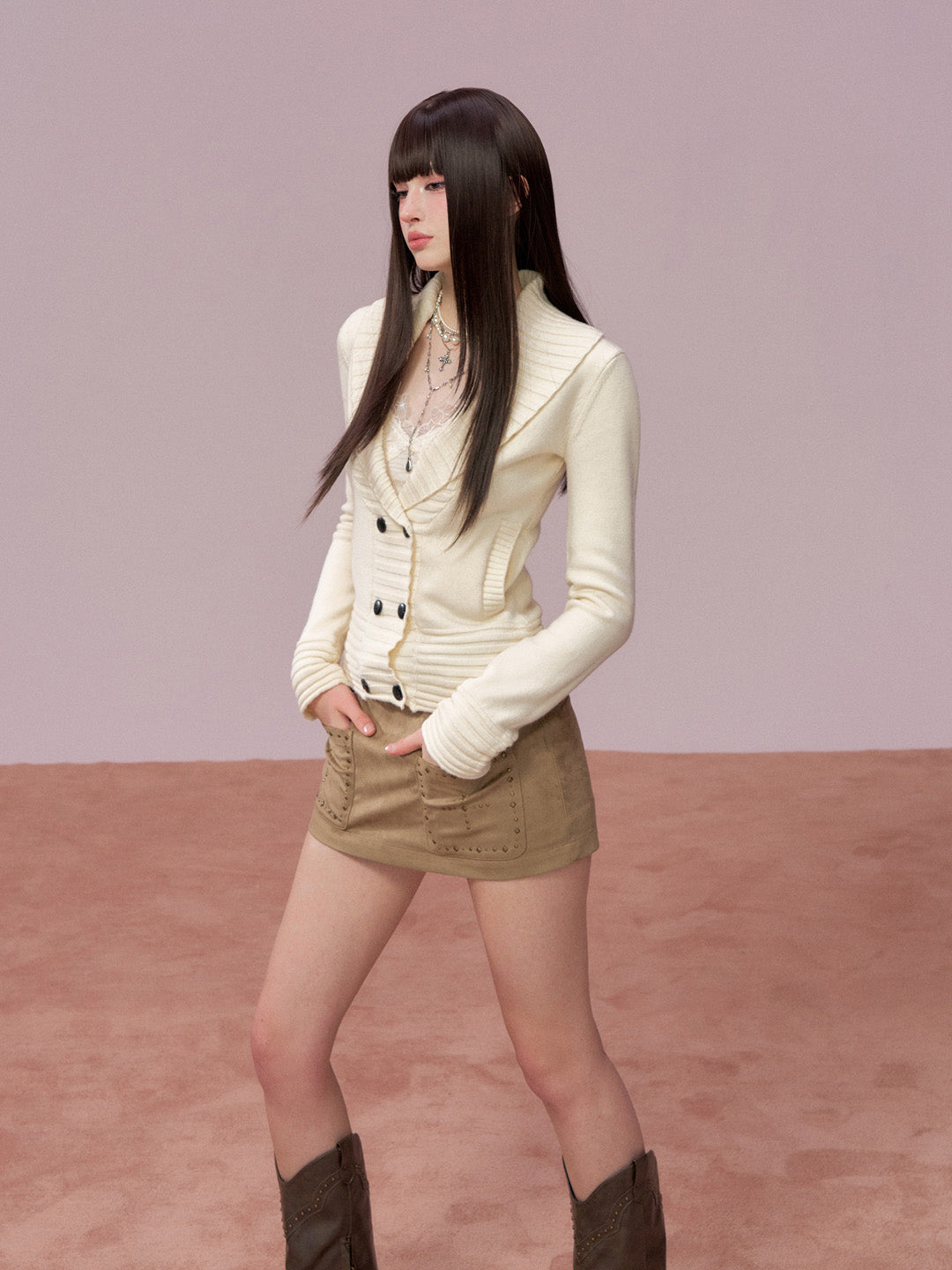 VIA PITTI VIADK776 Basic lapel sweater