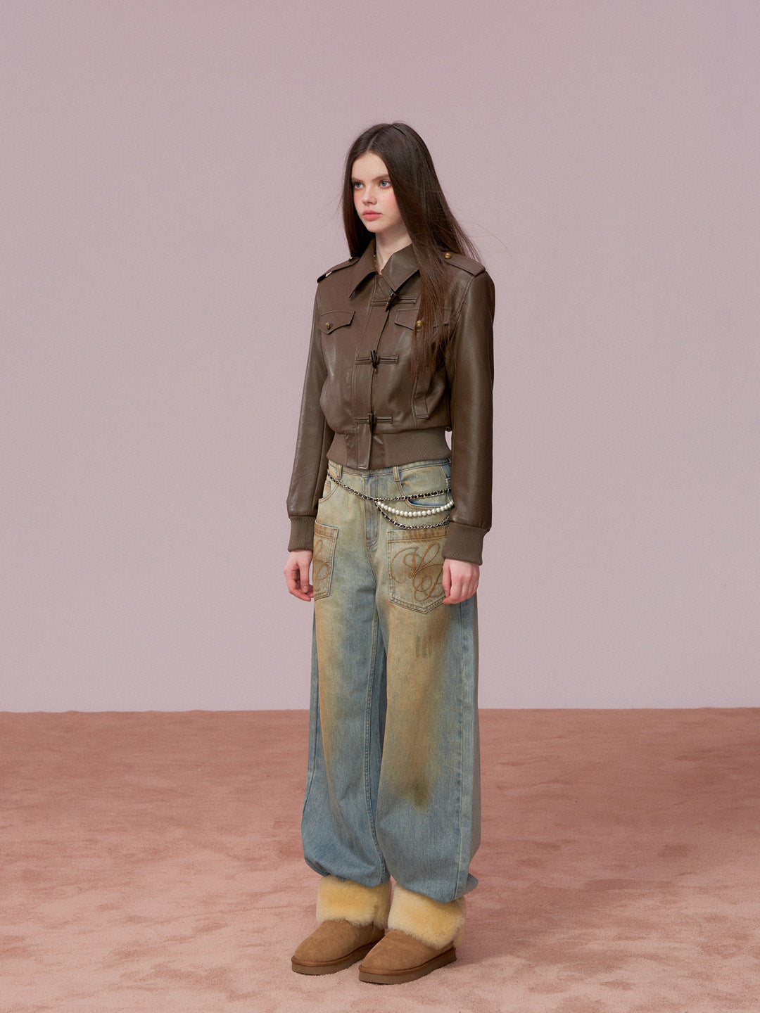 VIA PITTI VIADC721 Heavy duty and thick velvet short leather jacket