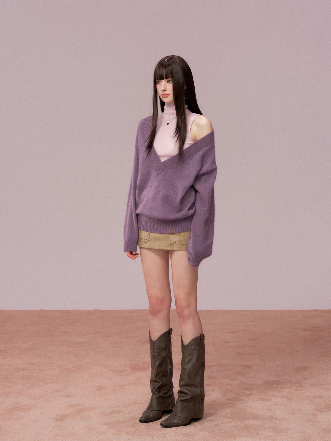 VIA PITTI VIADK781 Heavy wool big V-neck loose sweater