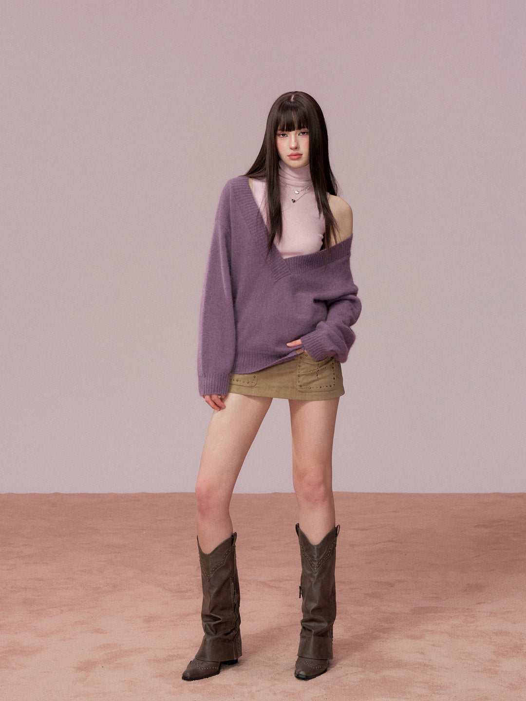 VIA PITTI VIADK781 Heavy wool big V-neck loose sweater