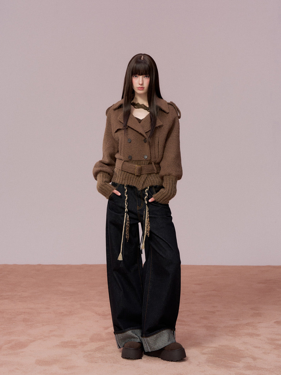 VIA PITTI VIADC735 Splicing design jacket coat