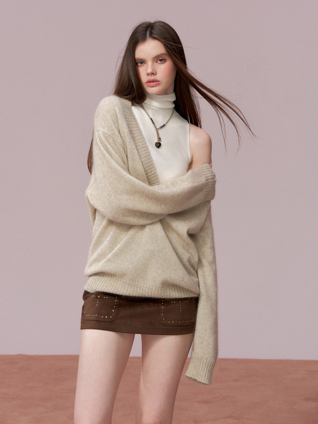 VIA PITTI VIADK782 Versatile high neck sleeveless woolen vest