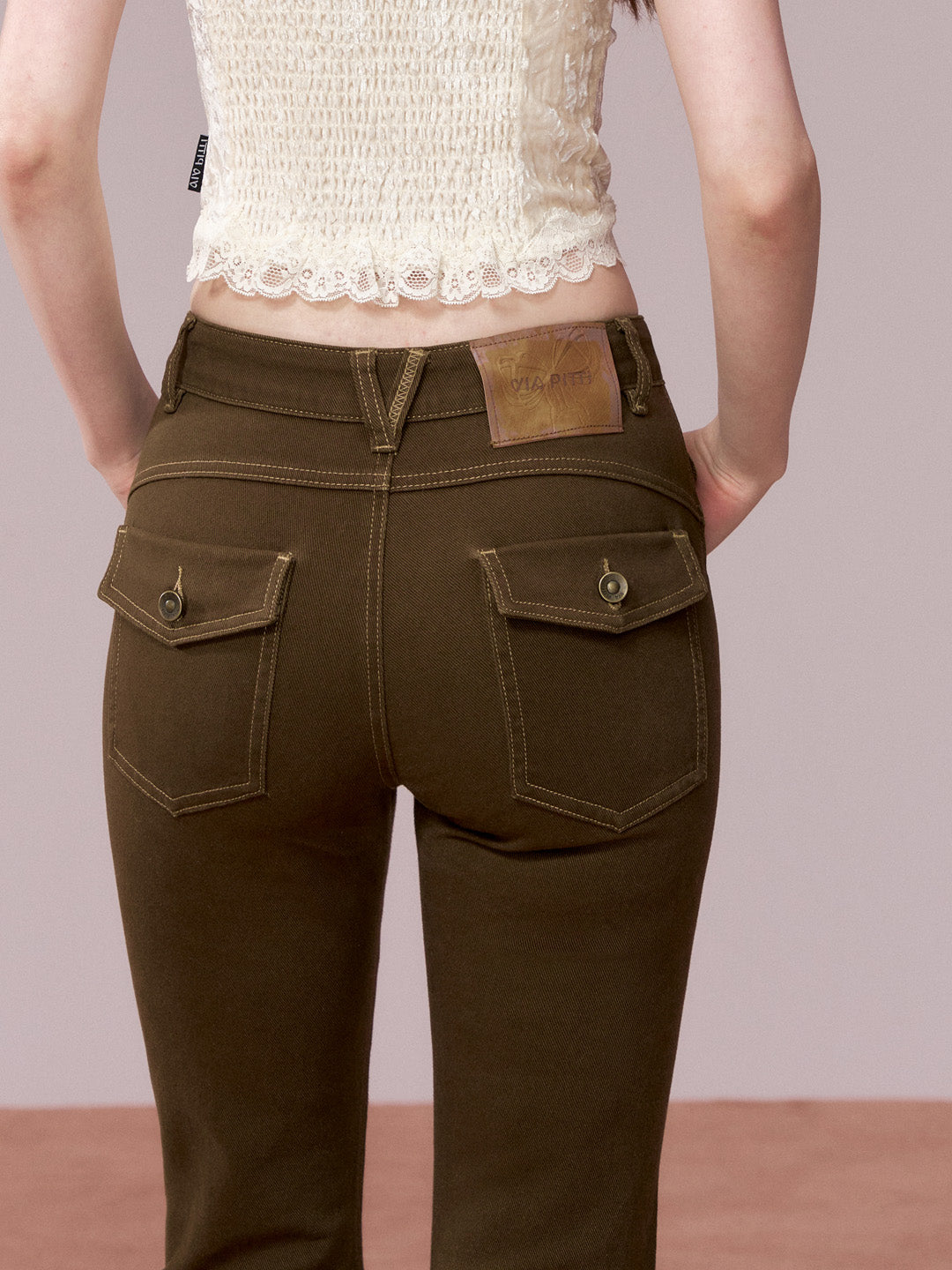 VIA PITTI VIADP740 Basic versatile mid high waisted pants