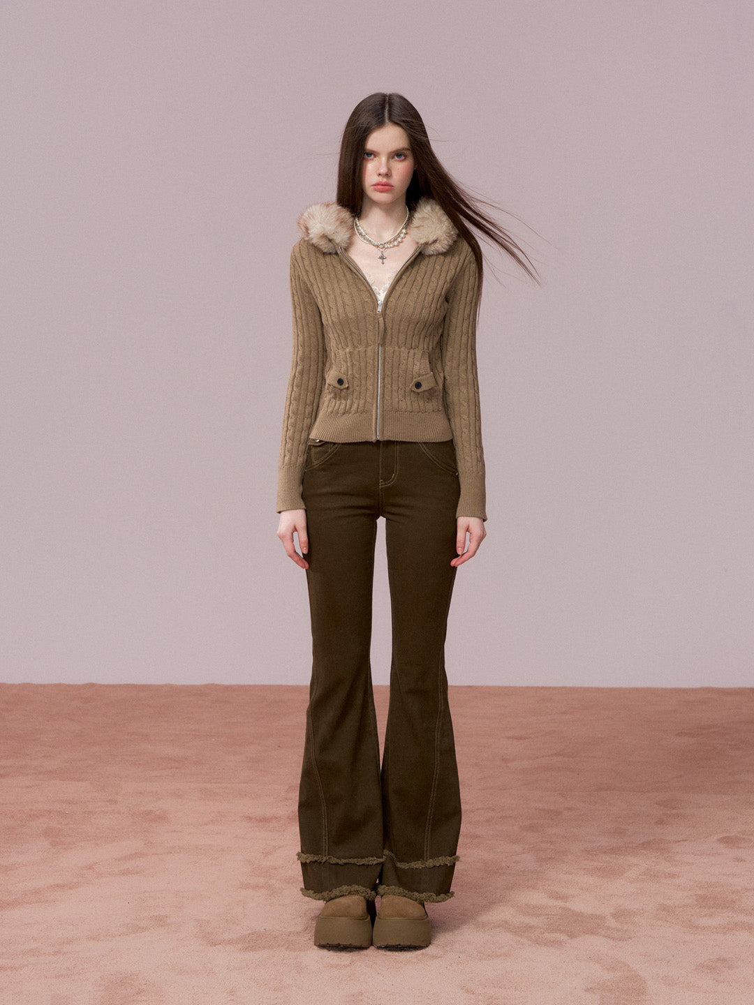 VIA PITTI VIADK748 Big collar woolen cardigan jacket