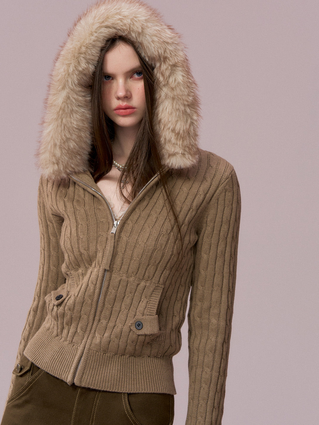 VIA PITTI VIADK748 Big collar woolen cardigan jacket