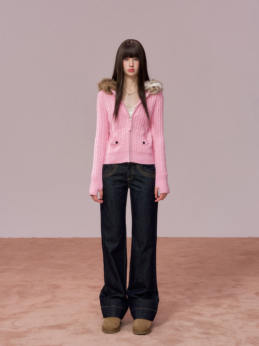 VIA PITTI VIADK748 Big collar woolen cardigan jacket