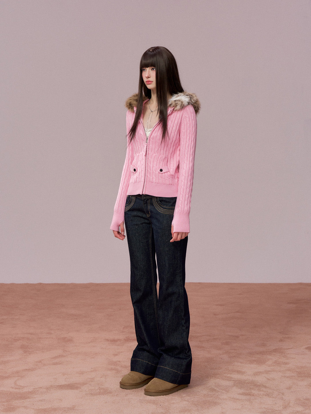 VIA PITTI VIADK748 Big collar woolen cardigan jacket