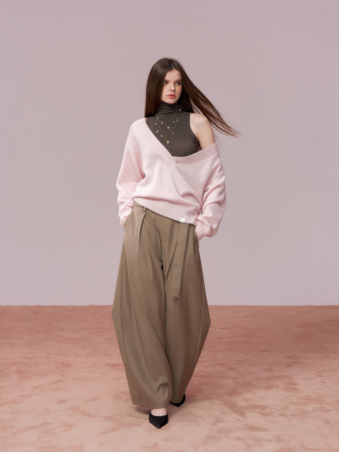 VIA PITTI VIADK781 Heavy wool big V-neck loose sweater