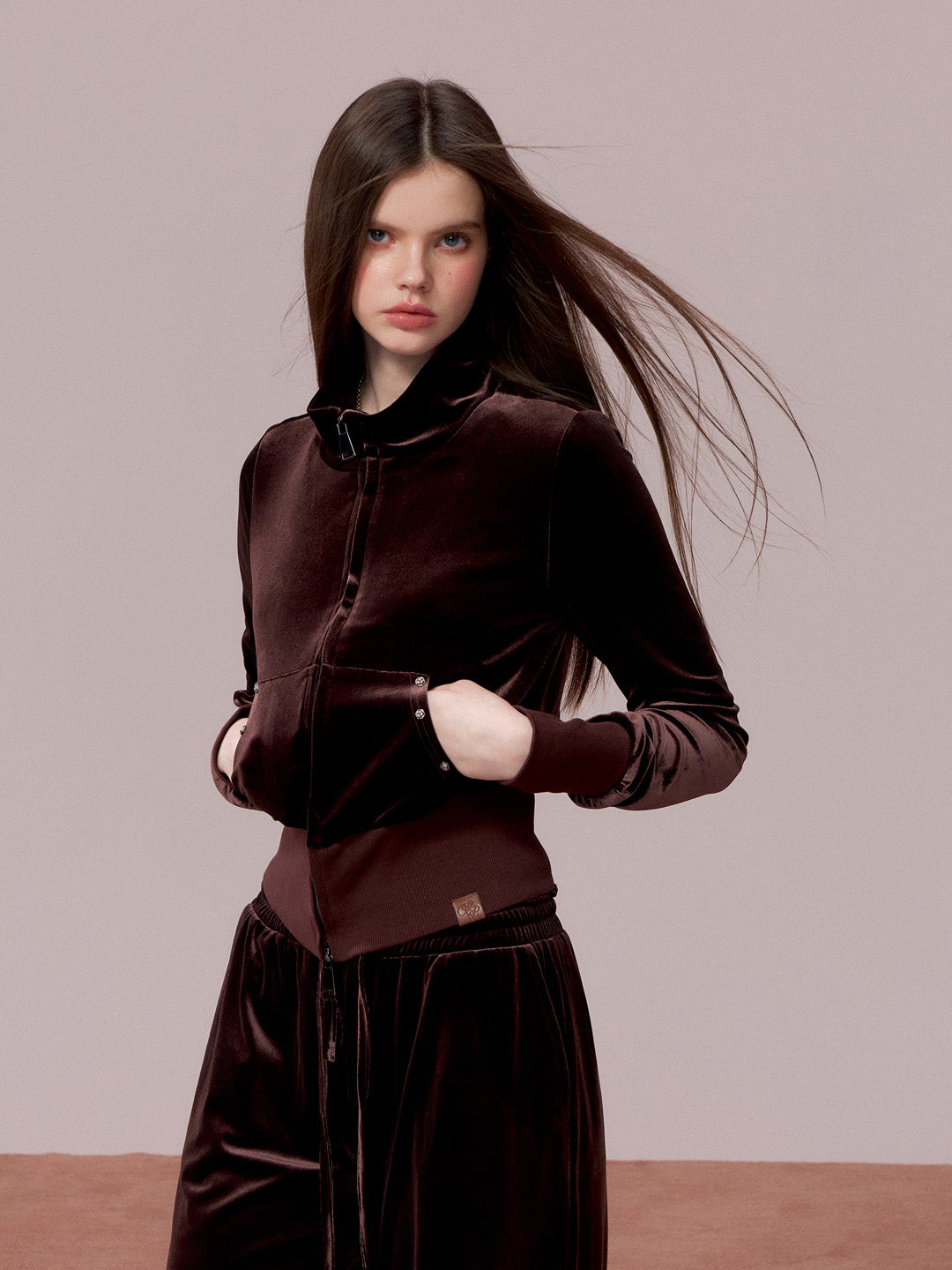 VIA PITTI VIADC718&VIADC719 Velvet sporty casual sweatshirt + pants