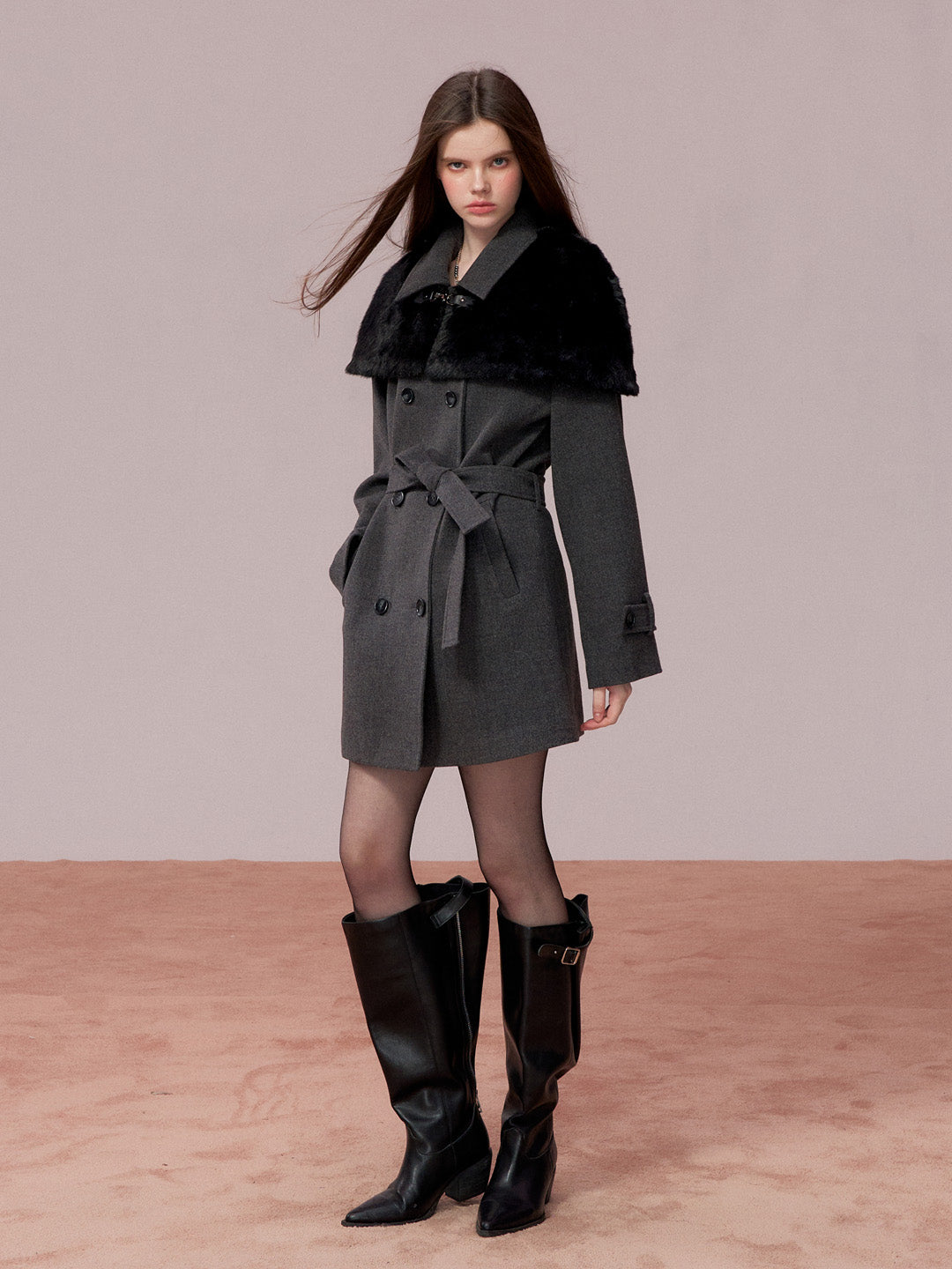 VIA PITTI VIADC750 Plush cape style woolen coat