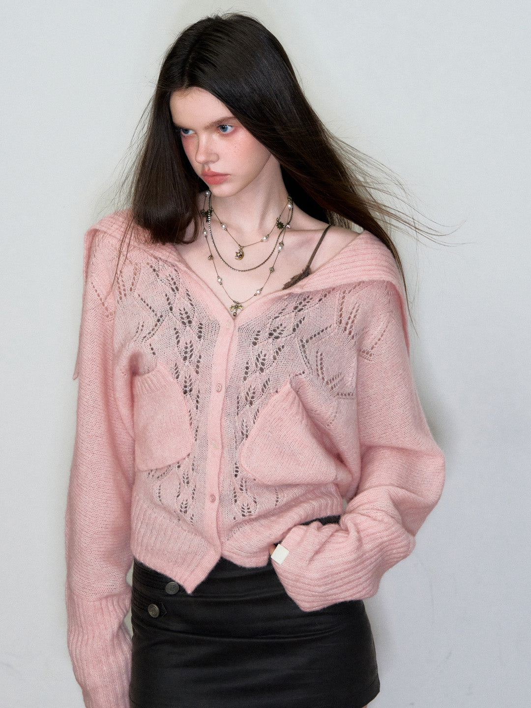 VIA PITTI VIAAK839 Hollow out colored yarn sweater cardigan