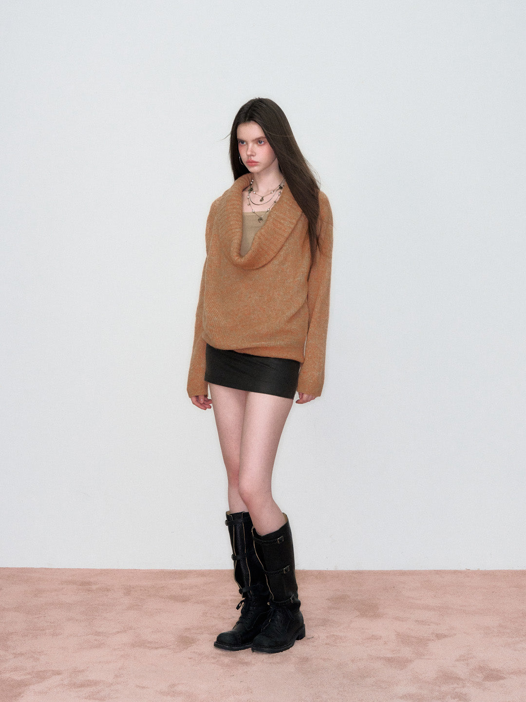 VIA PITTI VIAAK868 Fake two large necked mohair and wool pullover sweaters