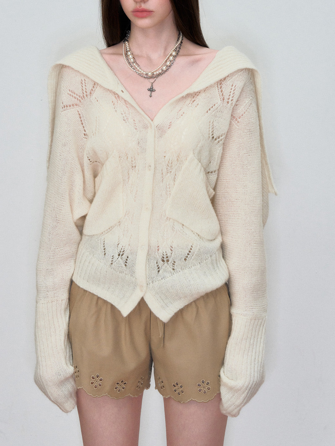 VIA PITTI VIAAK839 Hollow out colored yarn sweater cardigan